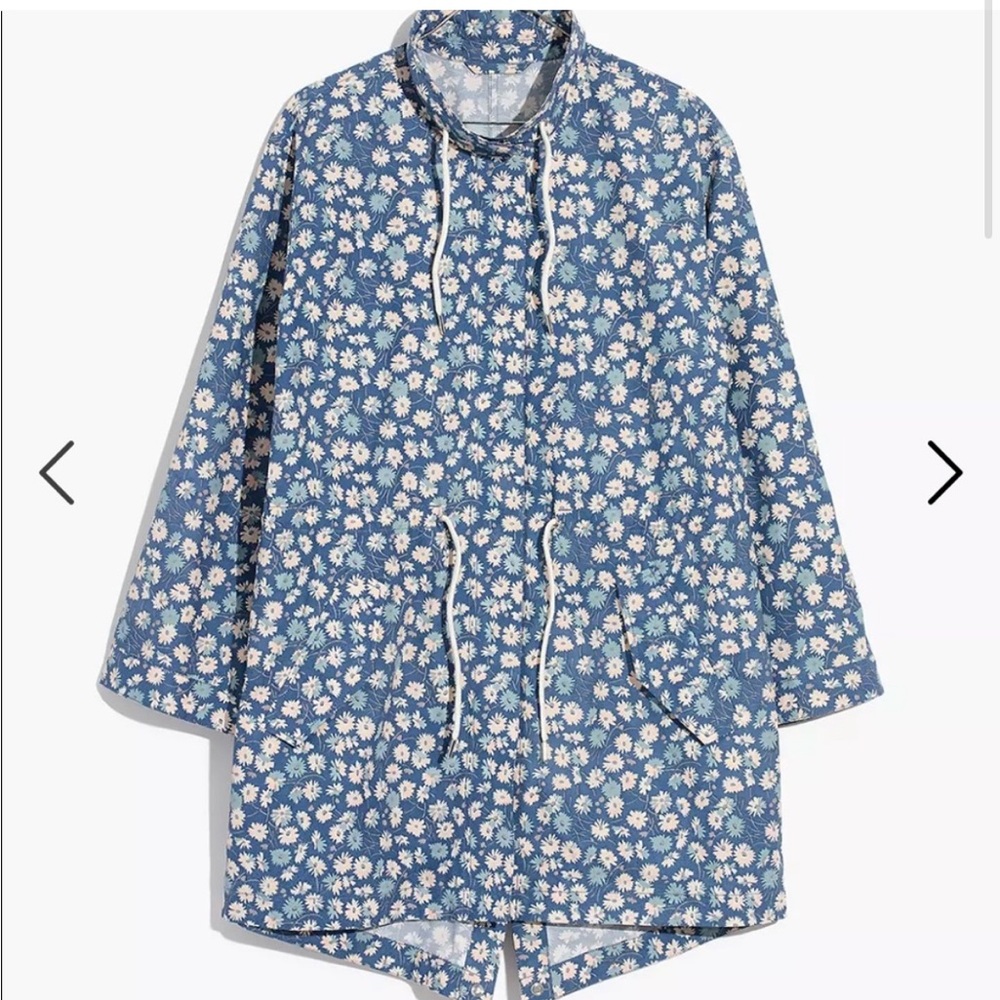 Madewell Ruffle-Neck Anorak Raincoat French Floral Sz.S